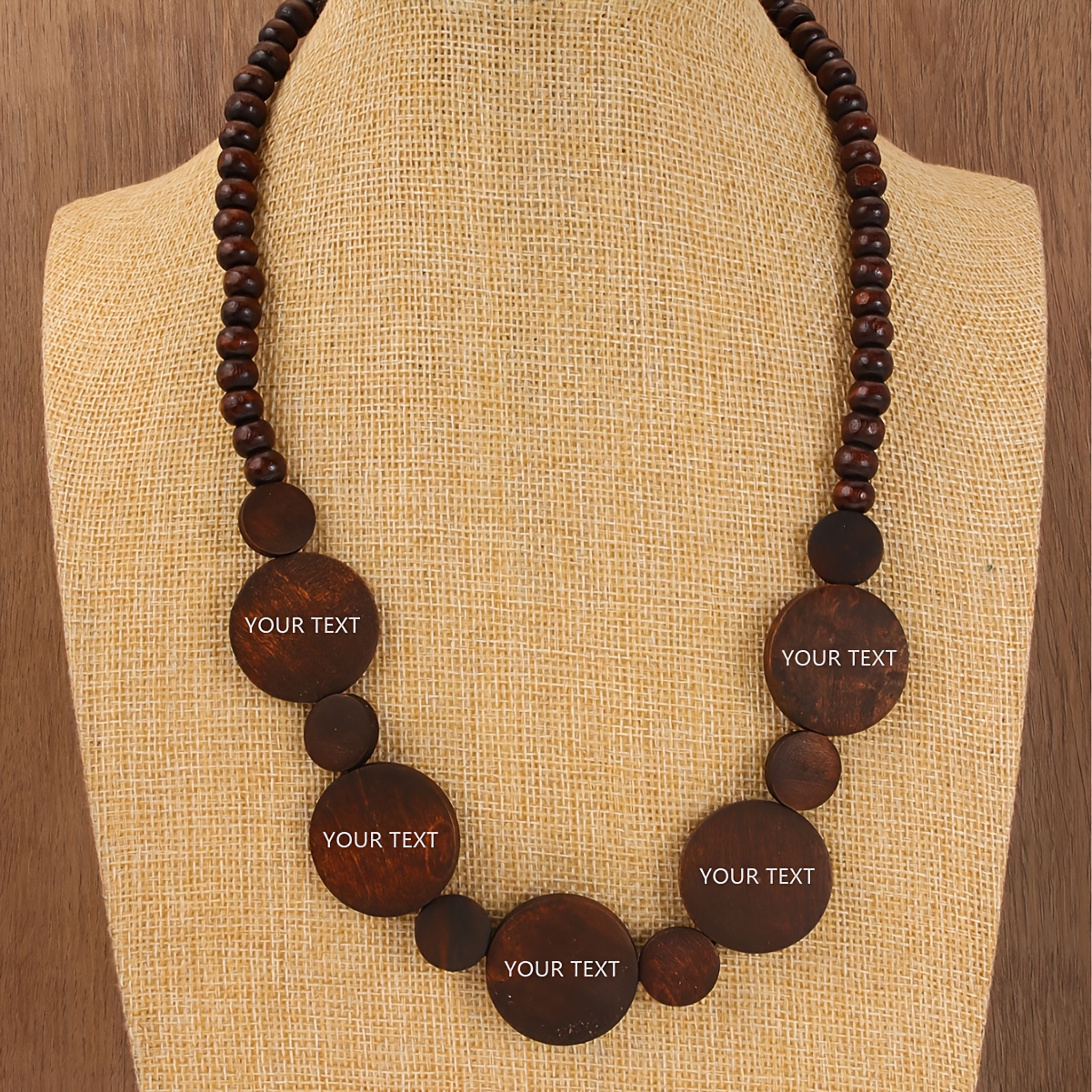 Chinese Ethnic Style Wood Bead Necklace, Vacation Sweater Chain